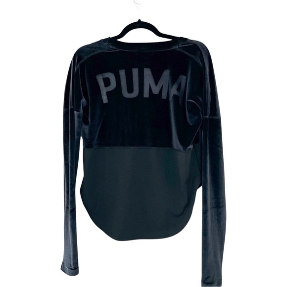 PUMA Long Sleeve Logo Velour Black Rose Gold Zip-up Hoodie Sz S - Picture 3 of 4